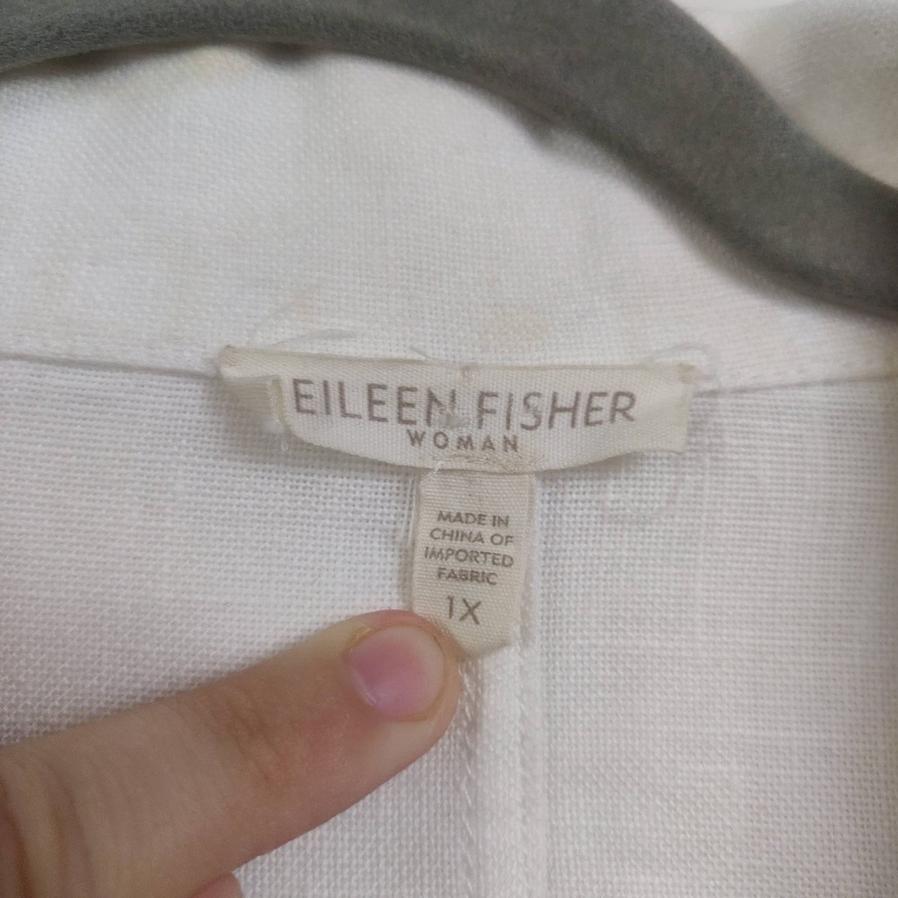 Eileen Fisher Linen Jacket Womens Plus Size 1X White Coastal Minimalist - Picture 7 of 8